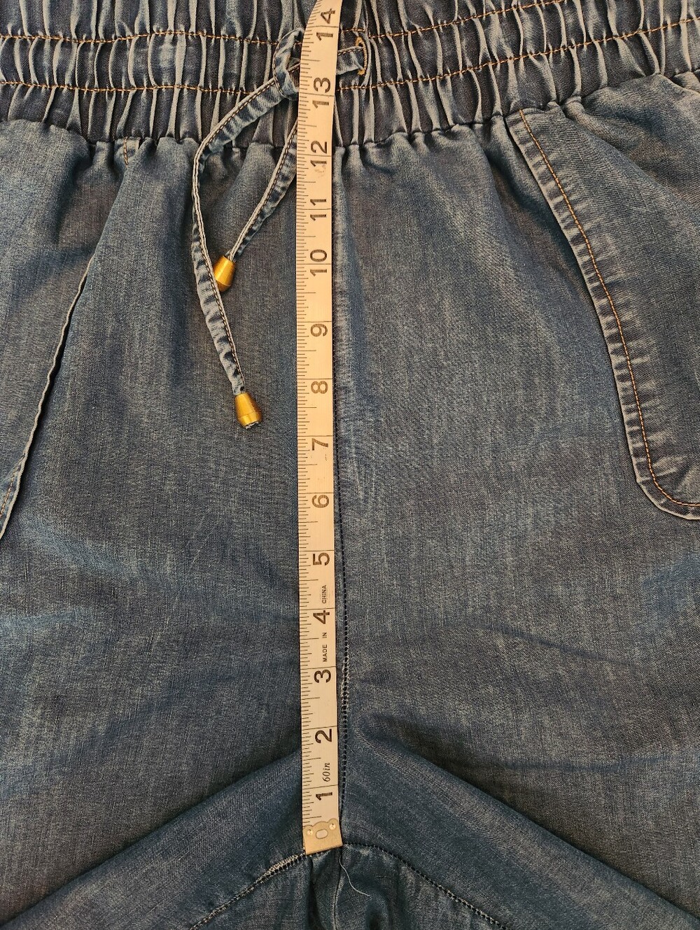 Denim Strapless Jumpsuit with Cargo Pockets - Blue - Picture 11 of 12